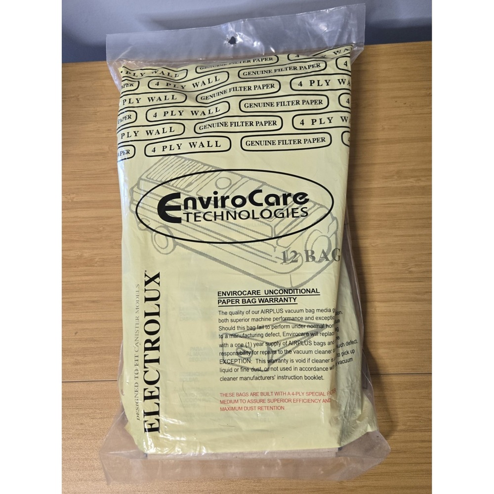 12 EnviroCare Technologies Replacement Vaccumm Bags. Style C, 4 Ply. SEALED